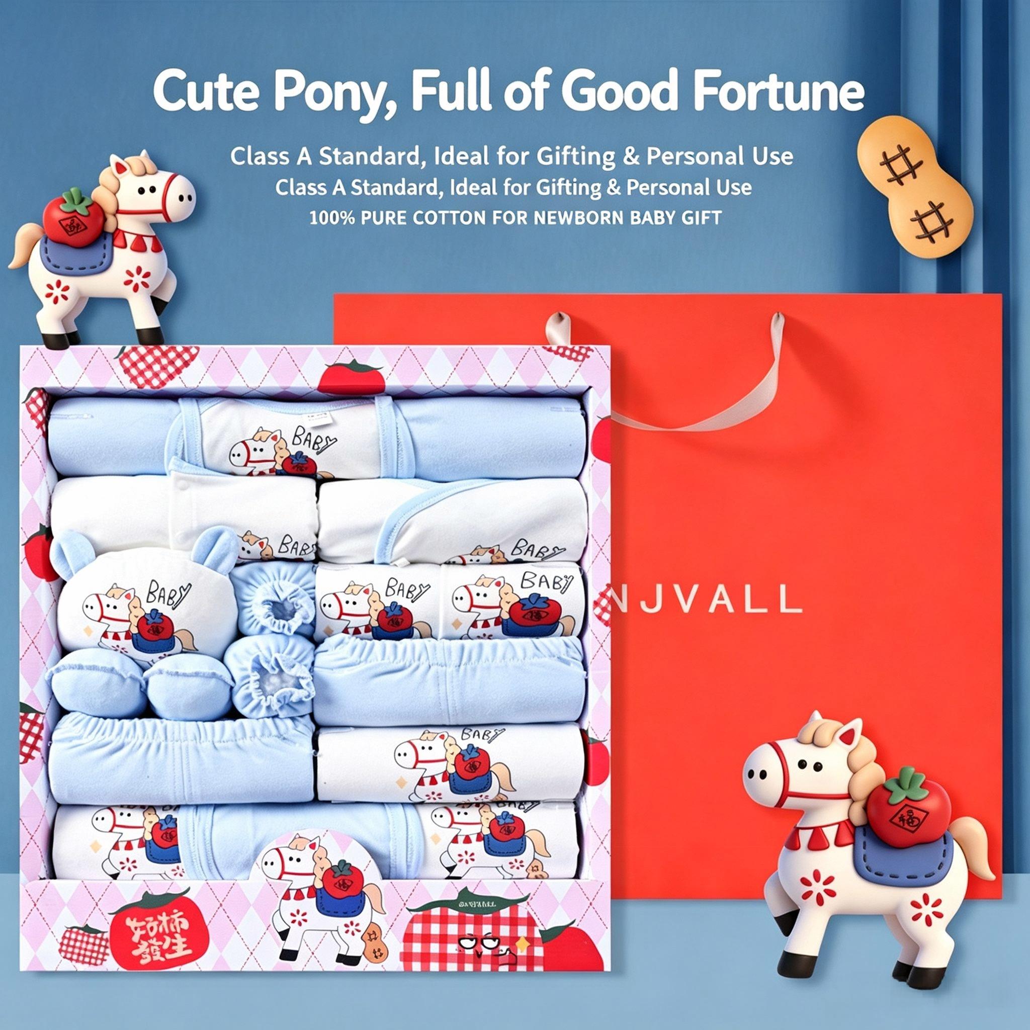 Autumn Pure‑Cotton Newborn Baby Gift Box Set, Complete Layette Clothing Kit Full‑Moon Baby Shower Present for Infant