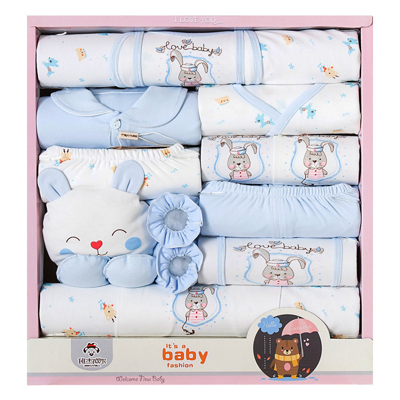 Autumn Pure‑Cotton Newborn Baby Gift Box Set, Complete Layette Clothing Kit Full‑Moon Baby Shower Present for Infant