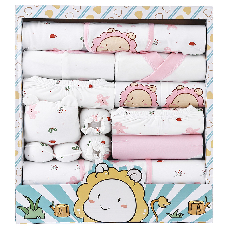 Autumn Pure‑Cotton Newborn Baby Gift Box Set, Complete Layette Clothing Kit Full‑Moon Baby Shower Present for Infant