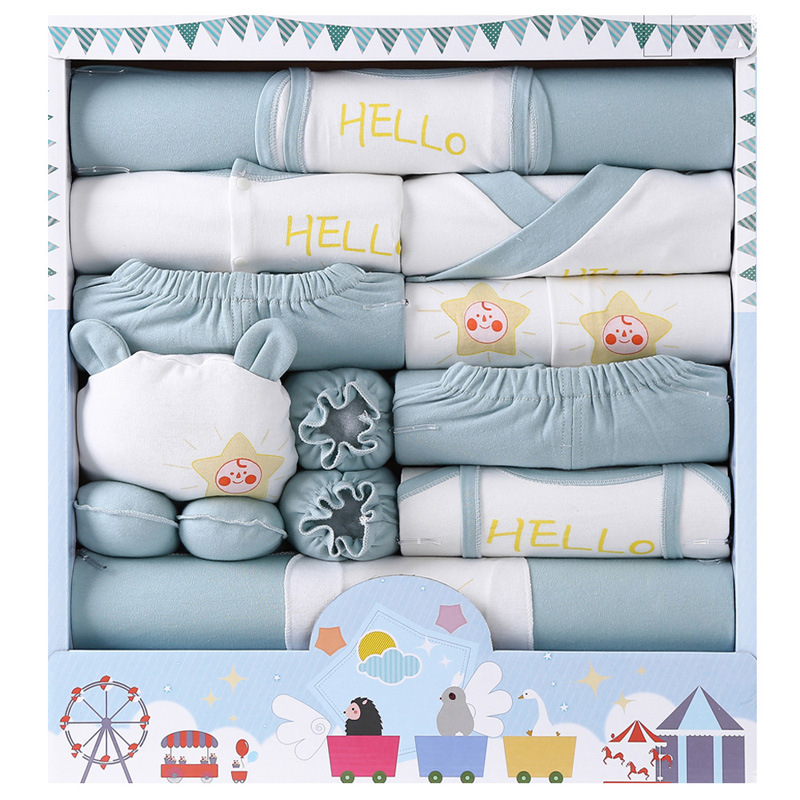 Autumn Pure‑Cotton Newborn Baby Gift Box Set, Complete Layette Clothing Kit Full‑Moon Baby Shower Present for Infant