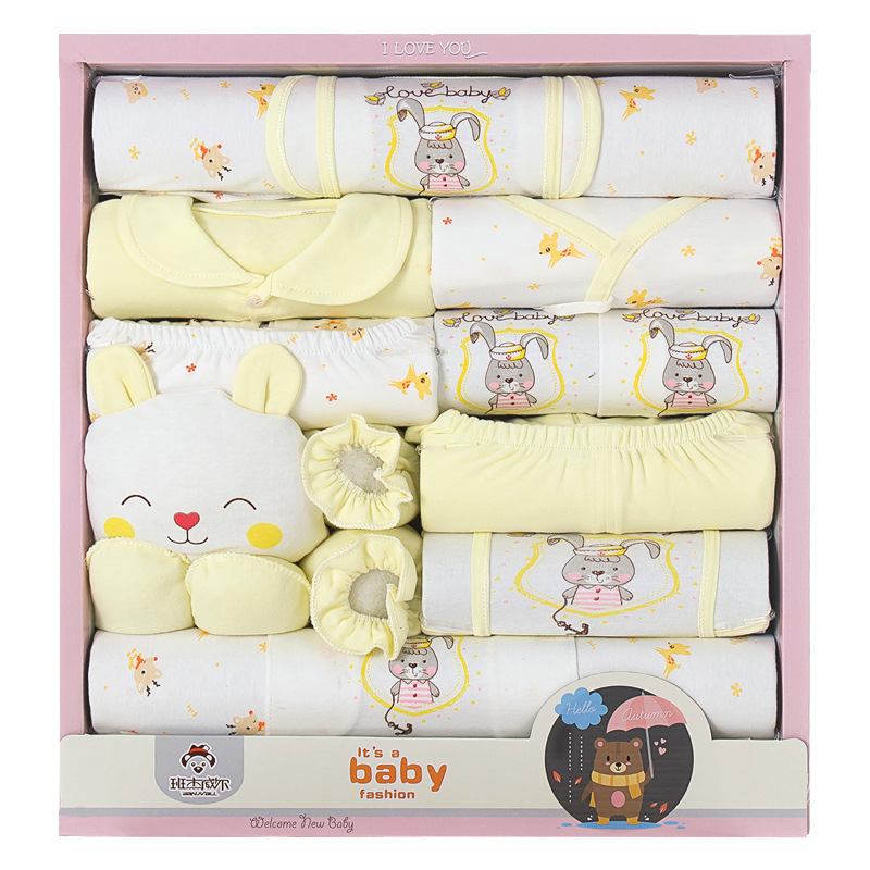 Autumn Pure‑Cotton Newborn Baby Gift Box Set, Complete Layette Clothing Kit Full‑Moon Baby Shower Present for Infant