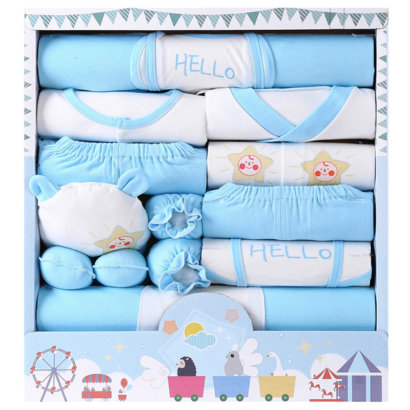 Autumn Pure‑Cotton Newborn Baby Gift Box Set, Complete Layette Clothing Kit Full‑Moon Baby Shower Present for Infant