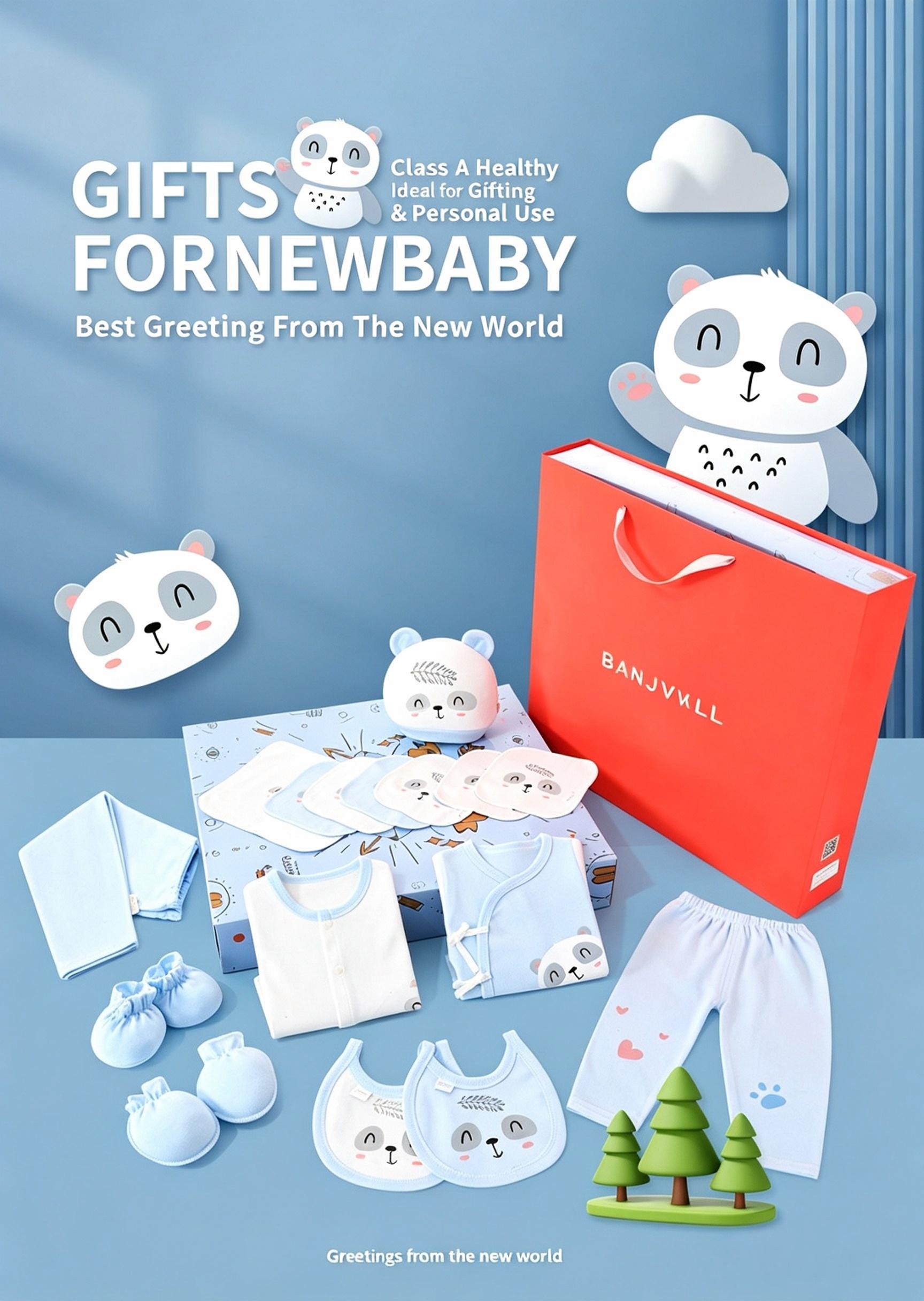 Autumn Pure‑Cotton Newborn Baby Gift Box Set, Complete Layette Clothing Kit Full‑Moon Baby Shower Present for Infant