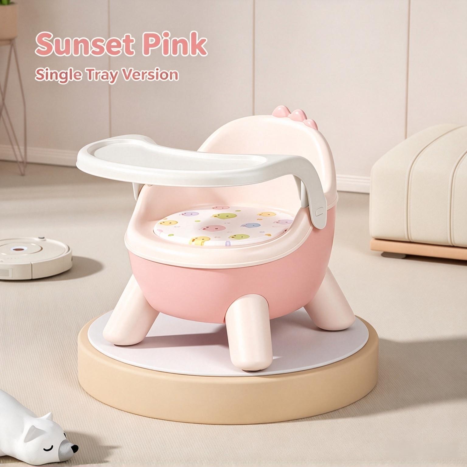Cute Dinosaur Shape Kids Plastic Chair, Toddler Dining Seat with Backrest, Household Baby Feeding Chair Stool