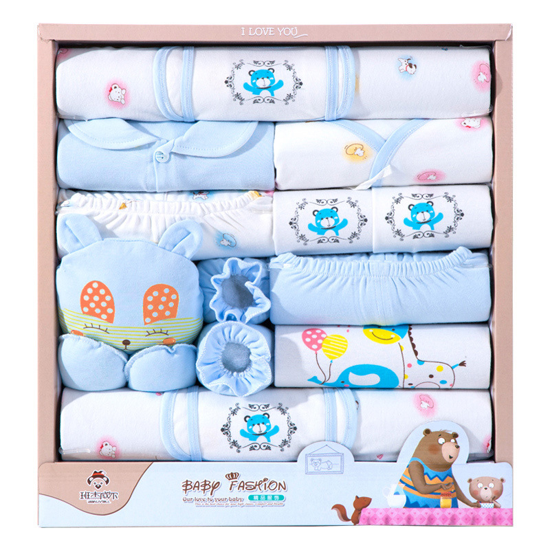 Autumn Pure‑Cotton Newborn Baby Gift Box Set, Complete Layette Clothing Kit Full‑Moon Baby Shower Present for Infant