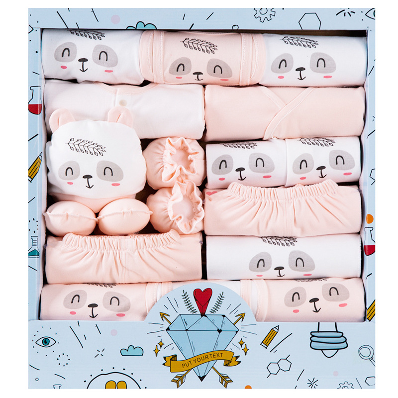Autumn Pure‑Cotton Newborn Baby Gift Box Set, Complete Layette Clothing Kit Full‑Moon Baby Shower Present for Infant