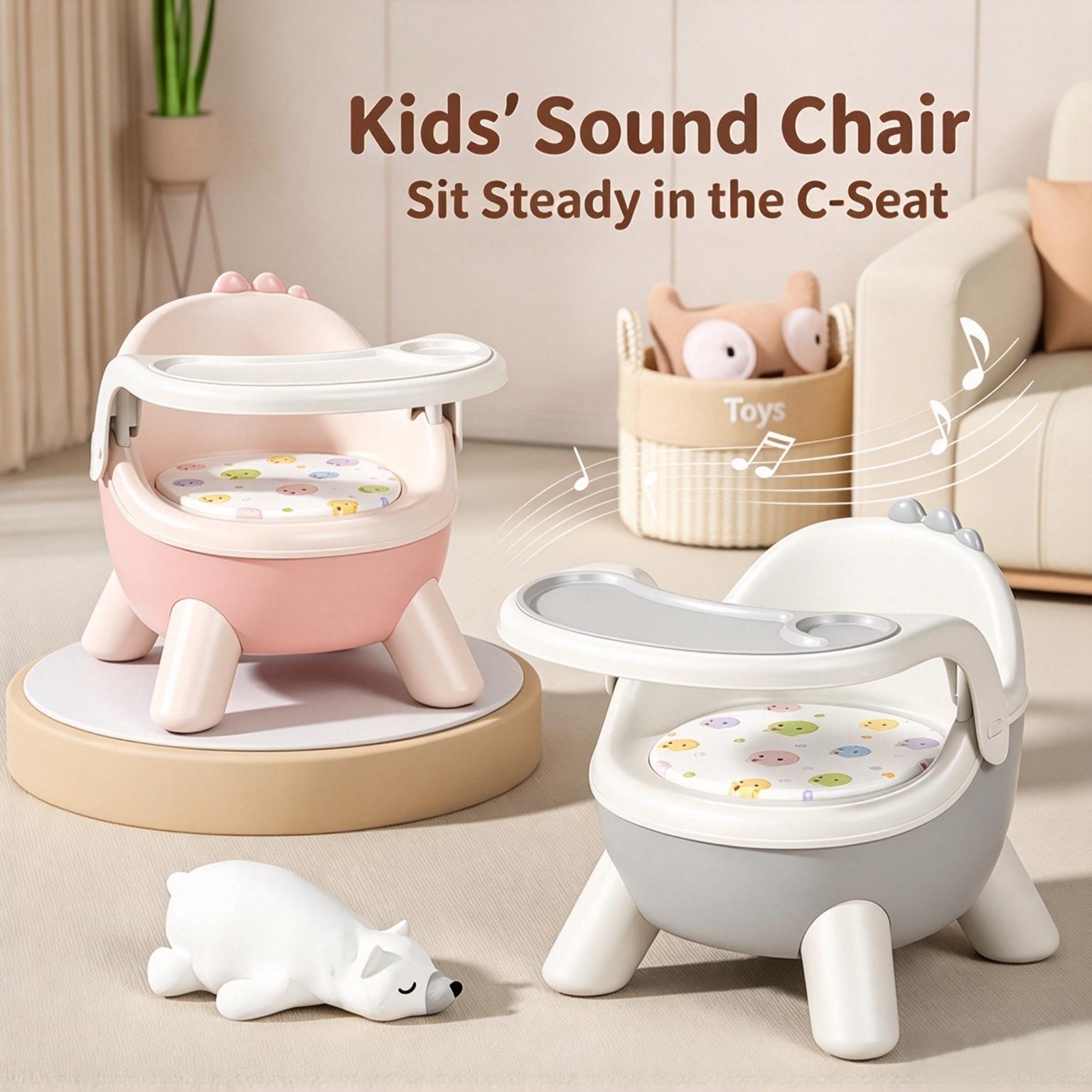 Cute Dinosaur Shape Kids Plastic Chair, Toddler Dining Seat with Backrest, Household Baby Feeding Chair Stool