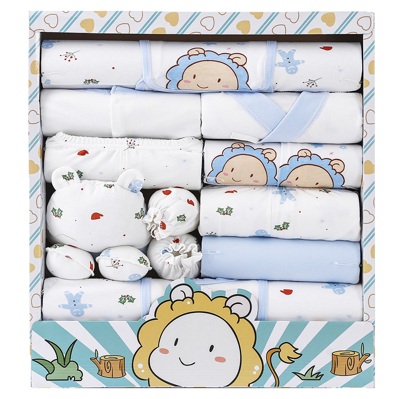 Autumn Pure‑Cotton Newborn Baby Gift Box Set, Complete Layette Clothing Kit Full‑Moon Baby Shower Present for Infant