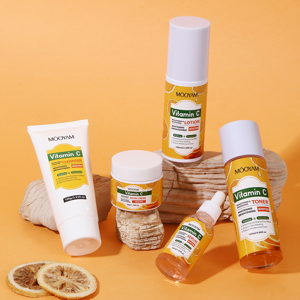 VITAMIN C MOISTURIZING ANTI-WRINKLE SKINCARE SET - FIRMING, LIFTING HYDRATING FACE KIT FOR ALL SKIN TYPES BEAUTY CARE PRODUCT (5PCS)