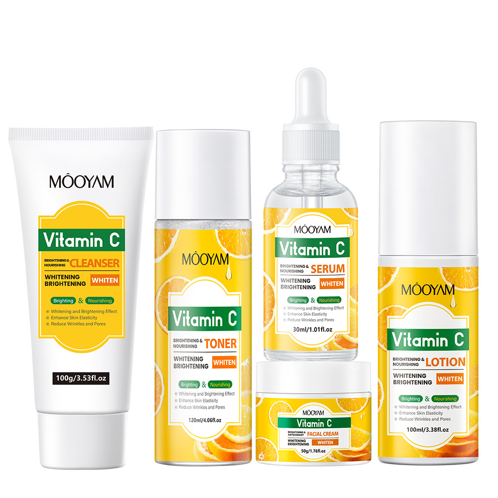 VITAMIN C MOISTURIZING ANTI-WRINKLE SKINCARE SET - FIRMING, LIFTING HYDRATING FACE KIT FOR ALL SKIN TYPES BEAUTY CARE PRODUCT (5PCS)