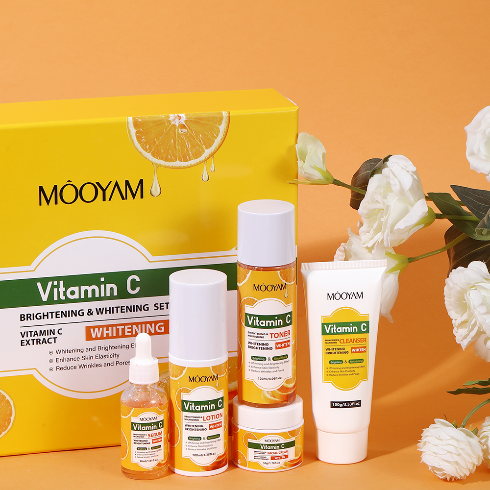 VITAMIN C MOISTURIZING ANTI-WRINKLE SKINCARE SET - FIRMING, LIFTING HYDRATING FACE KIT FOR ALL SKIN TYPES BEAUTY CARE PRODUCT (5PCS)