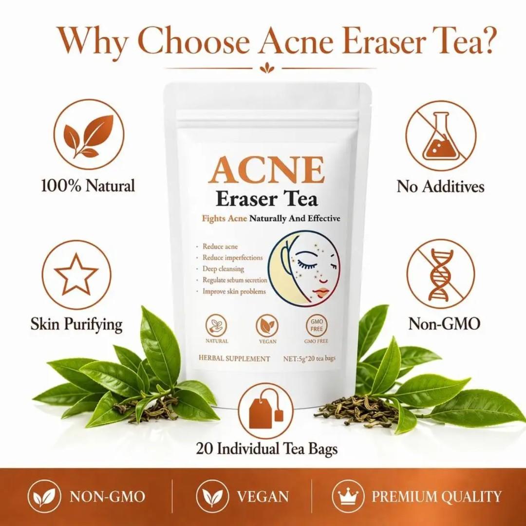 ACNE ERASER TEA – NATURAL SKIN GLOW & CLEAR FACE HERBAL DETOX (20 TEA BAGS)