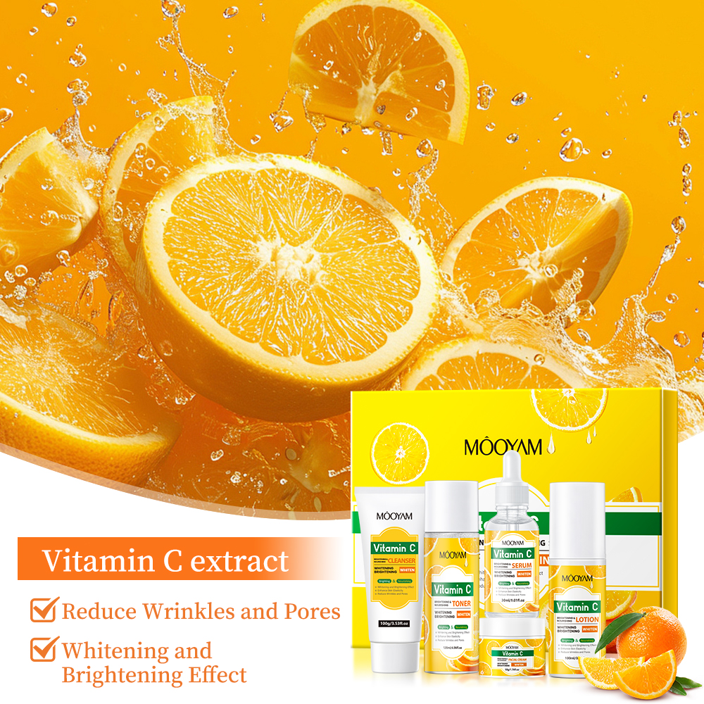 VITAMIN C MOISTURIZING ANTI-WRINKLE SKINCARE SET - FIRMING, LIFTING HYDRATING FACE KIT FOR ALL SKIN TYPES BEAUTY CARE PRODUCT (5PCS)