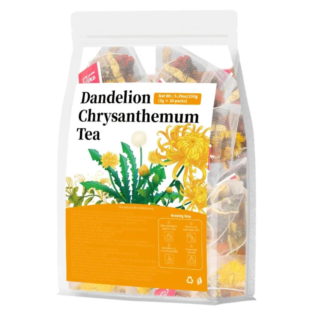 CHRYSANTHEMUM & DANDELION TEA – PREMIUM LIVER DETOX BLEND, CLEAR SKIN, HELPS WITH BLOATING & SUPPORTS METABOLISM OF EXCESS WATER IN CELLS(30 PACKS)