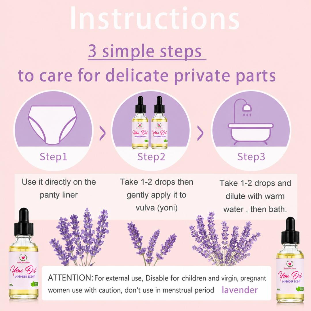 PRIVATE AREA CARE OIL 30ML YONI OIL DEEP MOISTURIZING NATURAL PH BALANCING GENTLE CLEANSING ODOR REMOVER ROSE/LAVENDER ESSENTIAL OIL
