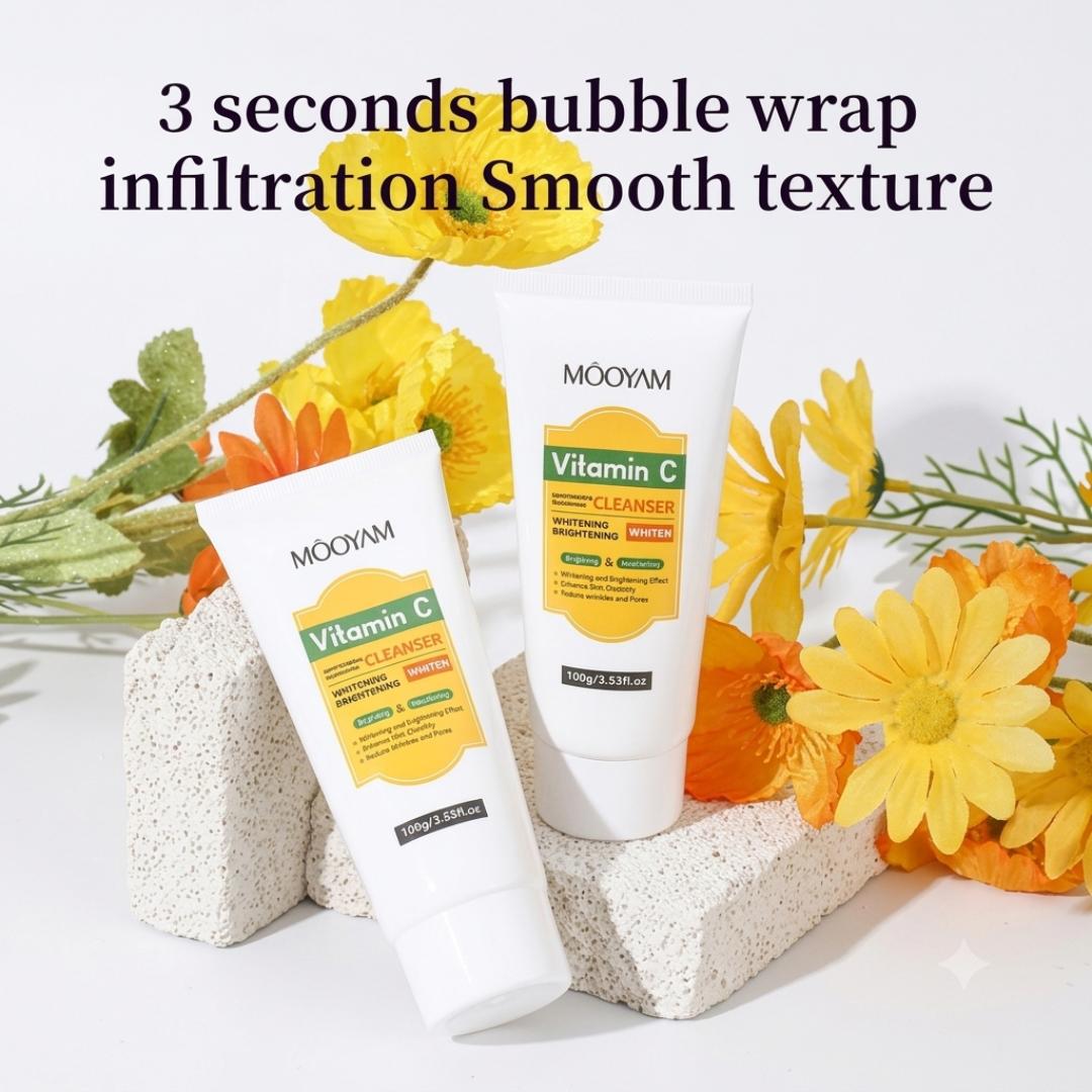 MOOYAM VITAMIN C FACIAL CLEANSER 100G – DEEP CLEANSING, BRIGHTENING & ANTI-AGING FACE WASH FOR GLOWING SKIN.