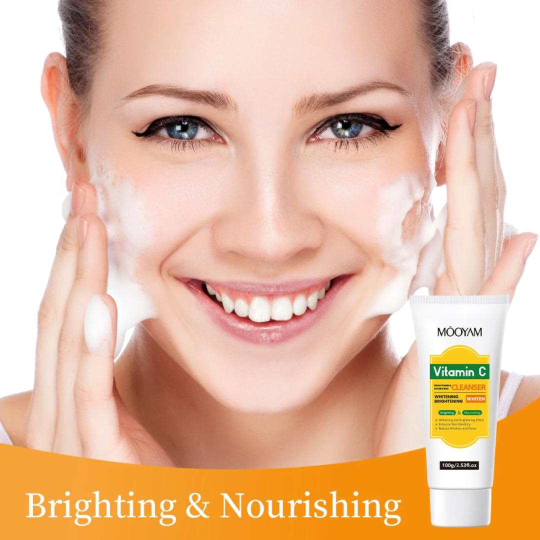 MOOYAM VITAMIN C FACIAL CLEANSER 100G – DEEP CLEANSING, BRIGHTENING & ANTI-AGING FACE WASH FOR GLOWING SKIN.