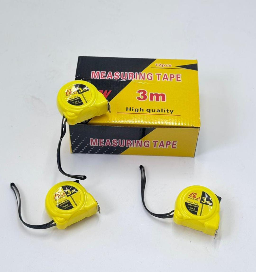 Compact Heavy Duty Tape Measure with Lock Button, Durable Case, Wrist Strap Accurate & Easy Read Markings 3 mtrs