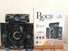 Roch 3.1ch hometheatre multimedia speaker system. This speaker features loud volume & good bass sound quality; room filling sound. Its perfect for home, dorm room, kitchen, bathroom.