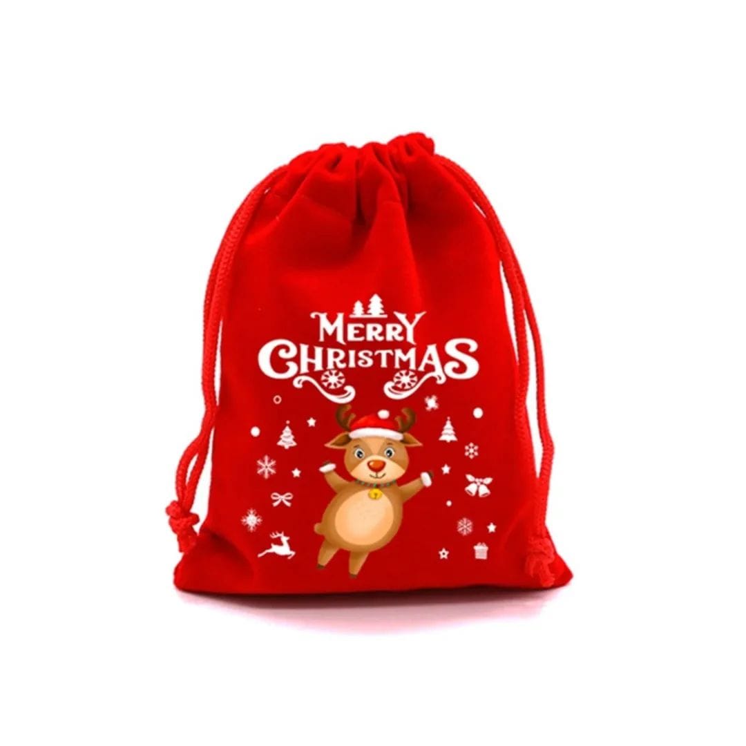2pcs Christmas Velvet Candy Gift Drawstring Bags 12x9cm Small Holiday Gift Pouches