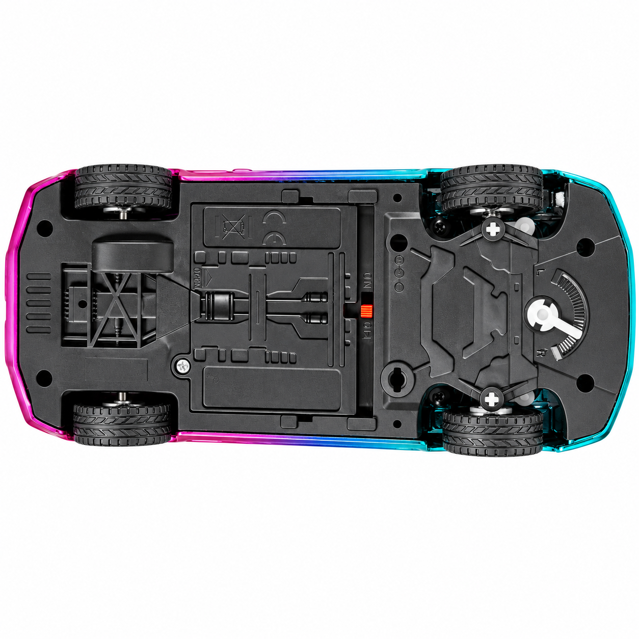 1:20 High-Speed RC Muscle Sports Car Toy with Wireless Remote Controller - Metallic Electroplated Chameleon Gradient Racing Car with LED Headlights for Kids & Boys (Cyan & Pink)