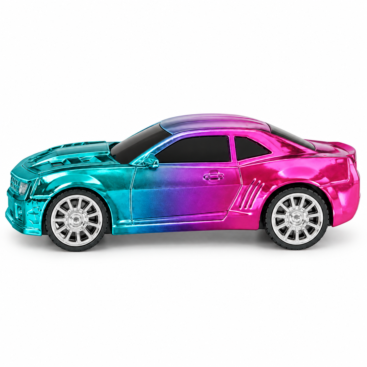1:20 High-Speed RC Muscle Sports Car Toy with Wireless Remote Controller - Metallic Electroplated Chameleon Gradient Racing Car with LED Headlights for Kids & Boys (Cyan & Pink)