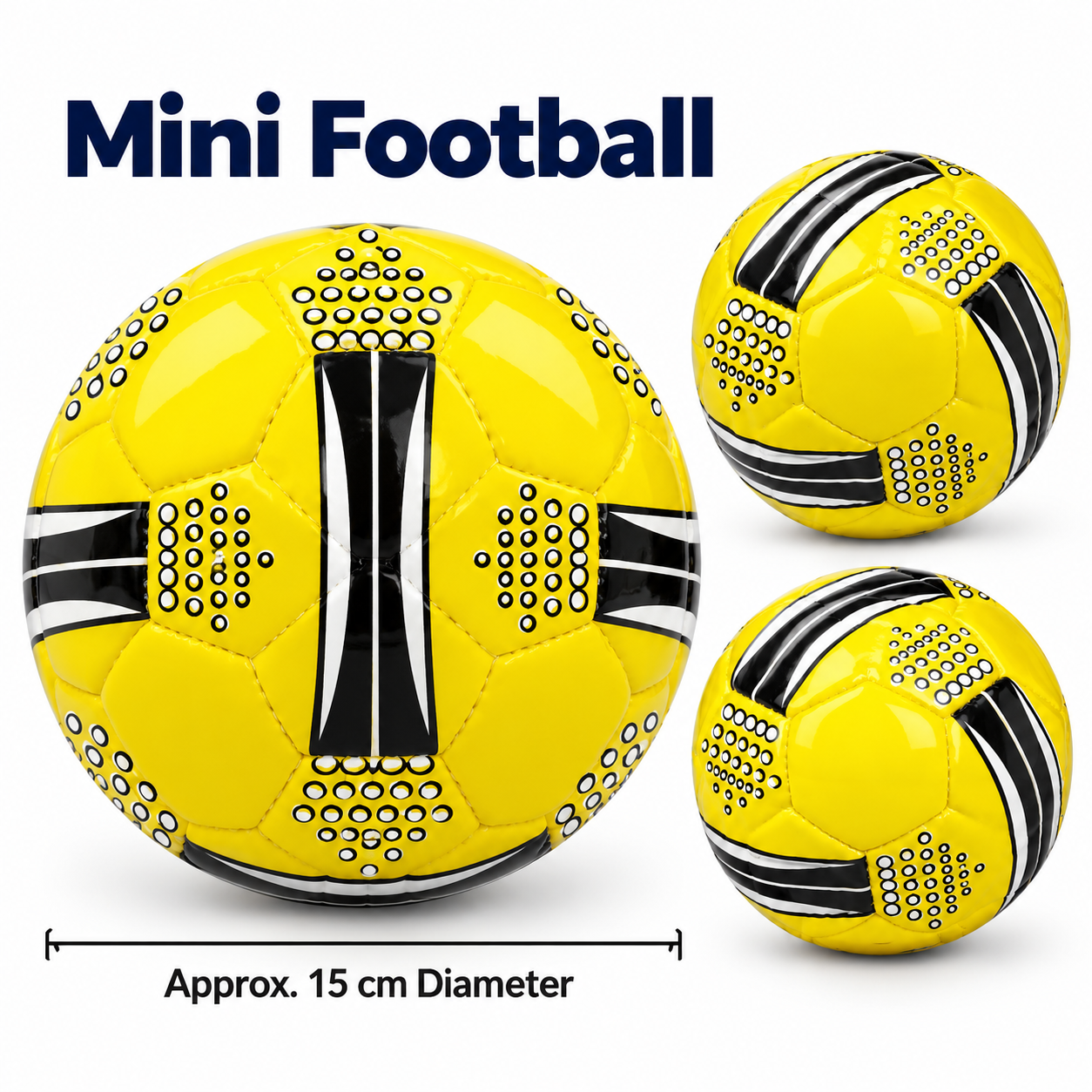 Mini Size 2 Kids Football (15cm Diameter) - High-Visibility Glossy Toddler Training Soccer Ball for Indoor, Outdoor, Garden & Skill Play (Neon Green with Red & Cyan Graphics)
