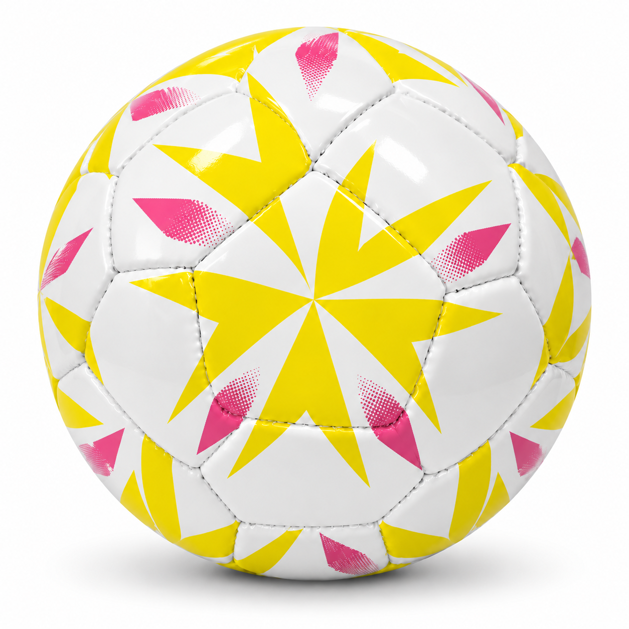 Mini Size 2 Kids Football (15cm Diameter) - High-Visibility Glossy Toddler Training Soccer Ball for Indoor, Outdoor, Garden & Skill Play (Neon Green with Red & Cyan Graphics)