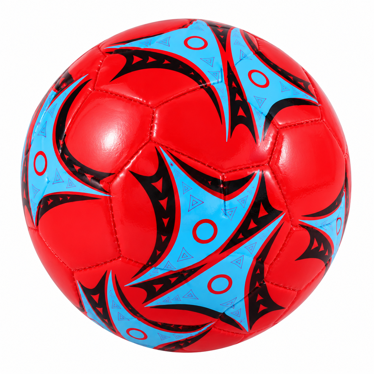 Mini Size 2 Kids Football (15cm Diameter) - High-Visibility Glossy Toddler Training Soccer Ball for Indoor, Outdoor, Garden & Skill Play (Neon Green with Red & Cyan Graphics)