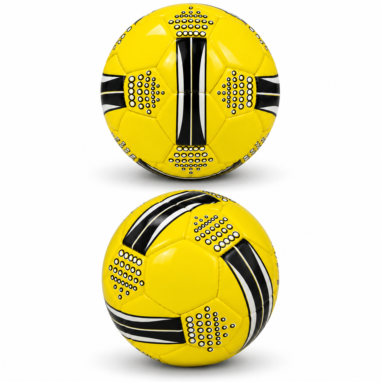 Mini Size 2 Kids Football (15cm Diameter) - High-Visibility Glossy Toddler Training Soccer Ball for Indoor, Outdoor, Garden & Skill Play (Neon Green with Red & Cyan Graphics)