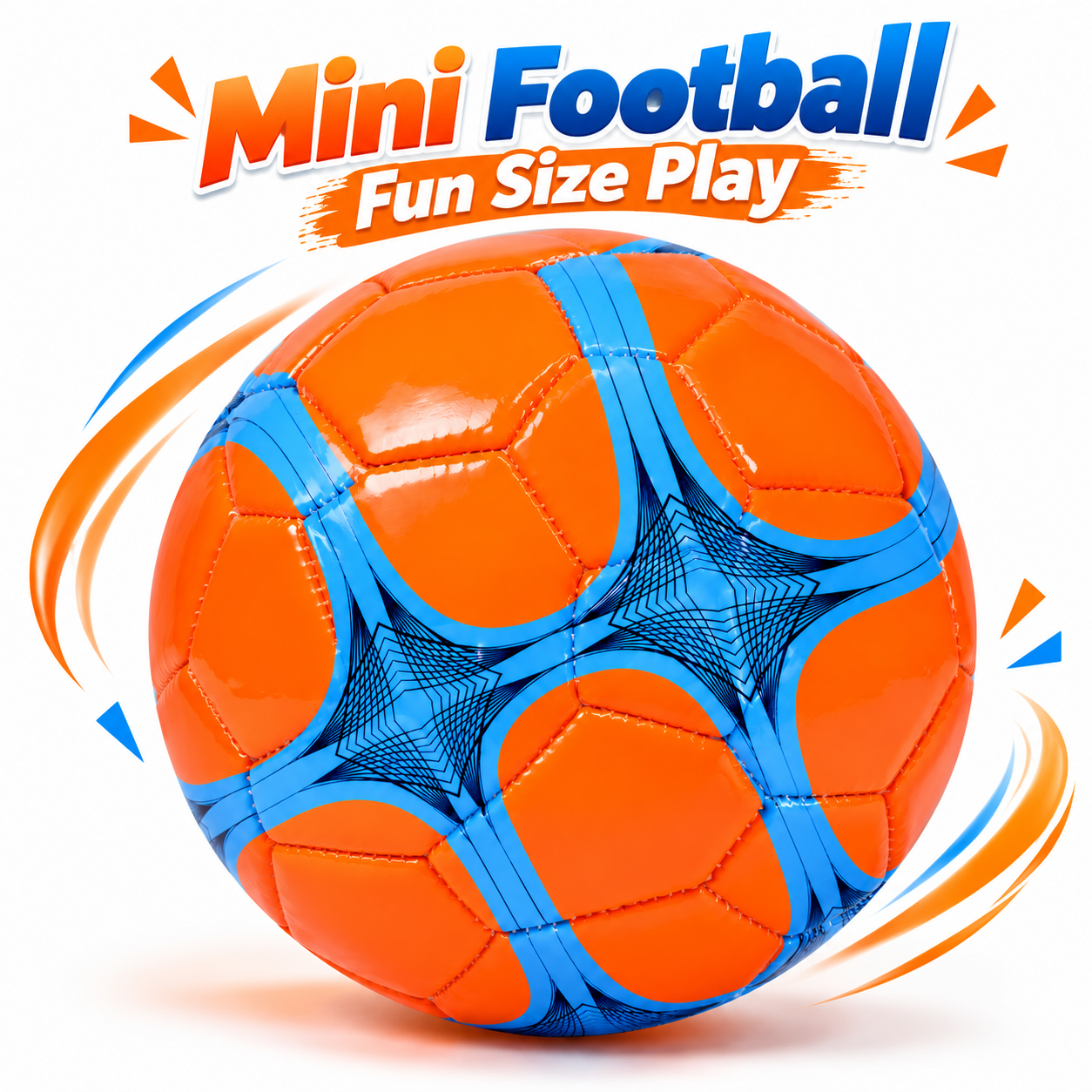 Mini Size 2 Kids Football (15cm Diameter) - High-Visibility Glossy Toddler Training Soccer Ball for Indoor, Outdoor, Garden & Skill Play (Neon Green with Red & Cyan Graphics)