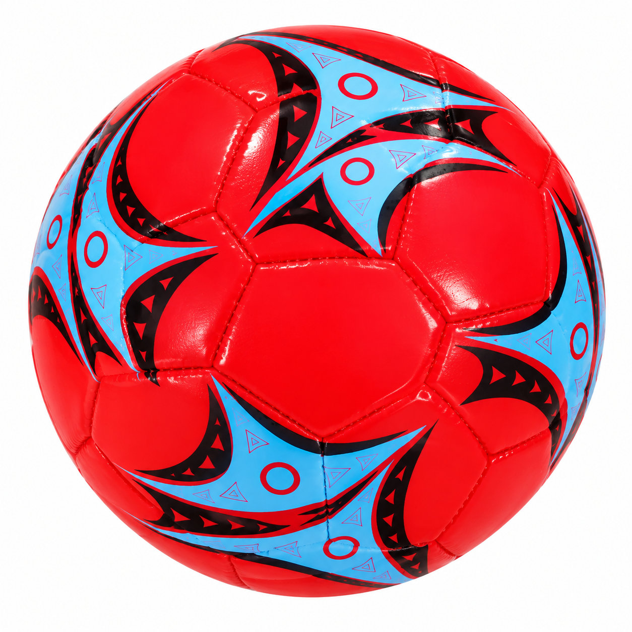 Mini Size 2 Kids Football (15cm Diameter) - High-Visibility Glossy Toddler Training Soccer Ball for Indoor, Outdoor, Garden & Skill Play (Neon Green with Red & Cyan Graphics)