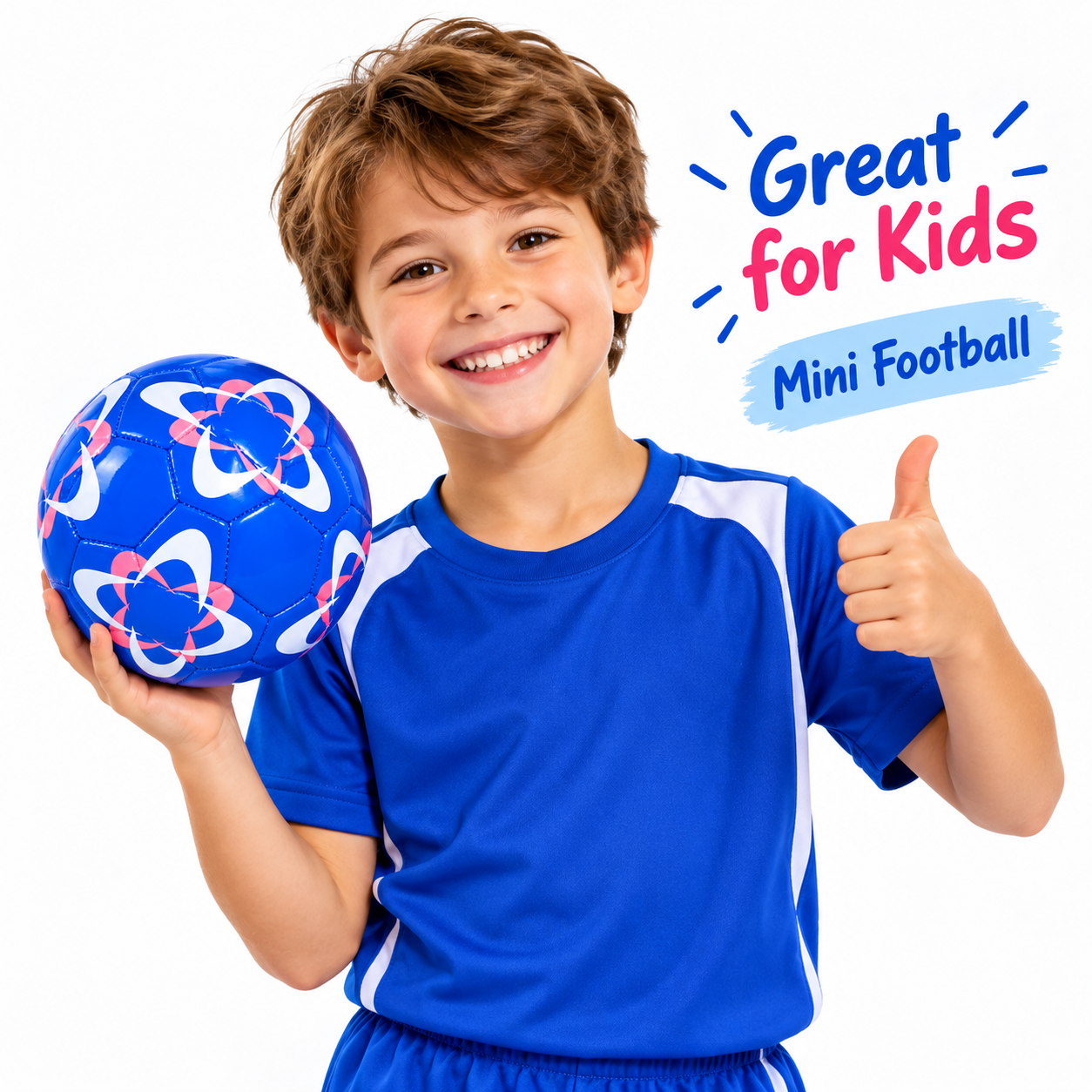 Mini Size 2 Kids Football (15cm Diameter) - High-Visibility Glossy Toddler Training Soccer Ball for Indoor, Outdoor, Garden & Skill Play (Neon Green with Red & Cyan Graphics)