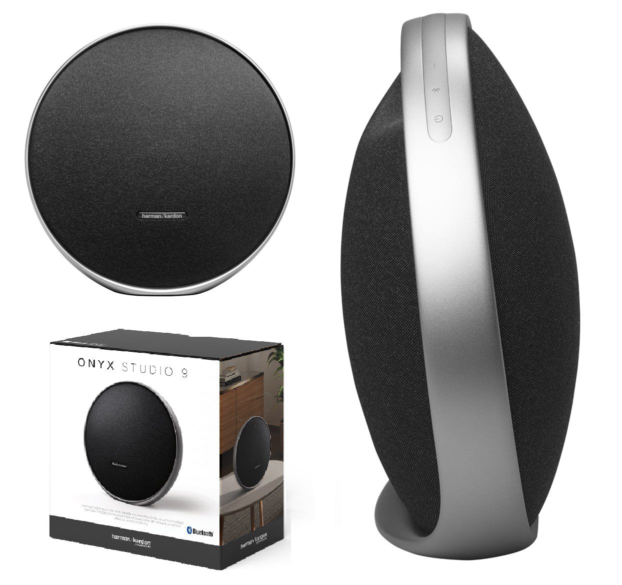 Harman Kardon Onyx Studio 9 Portable Stereo Bluetooth Home Speaker, Superior Sound, Wider Soundstage, Multi-Speaker Connection, Built-in Battery, Self-Tuning, Harman Kardon One App