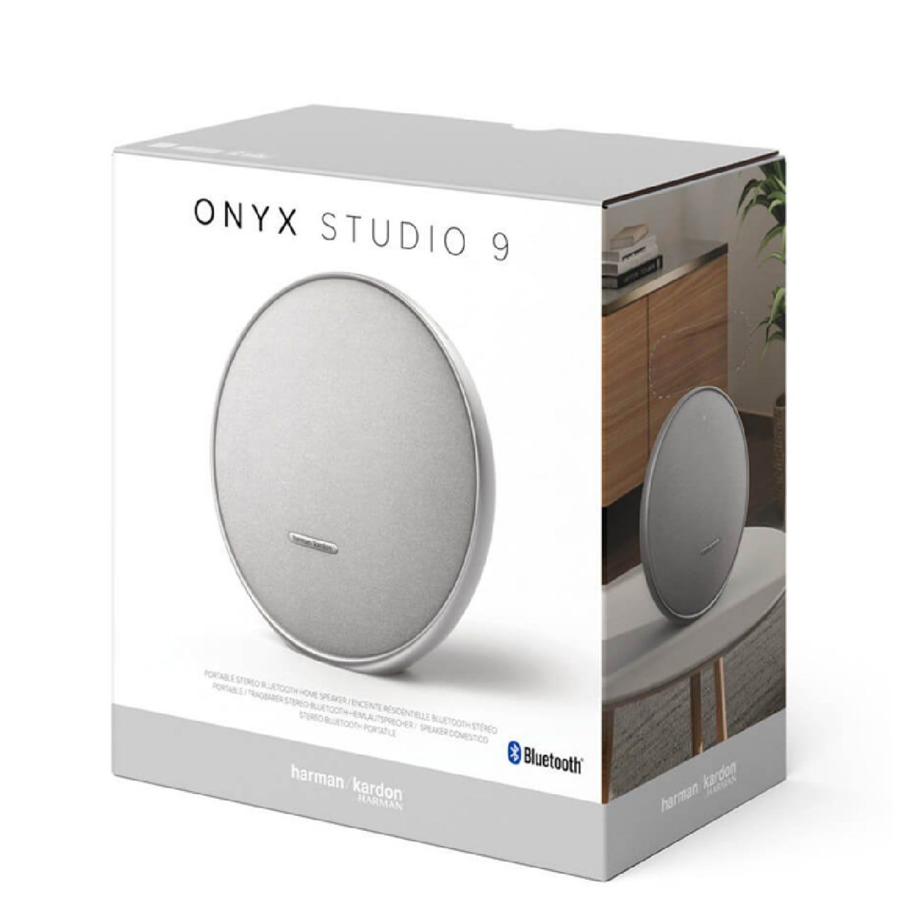 Harman Kardon Onyx Studio 9 Portable Stereo Bluetooth Home Speaker, Superior Sound, Wider Soundstage, Multi-Speaker Connection, Built-in Battery, Self-Tuning, Harman Kardon One App