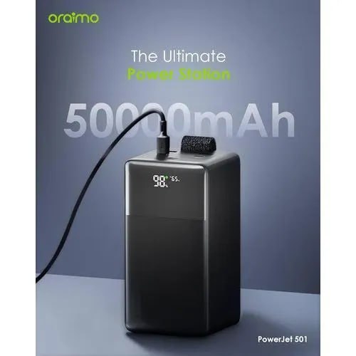 Oraimo Power Jet 501 50,000mAh 85W Fast Charging Power Bank, Black