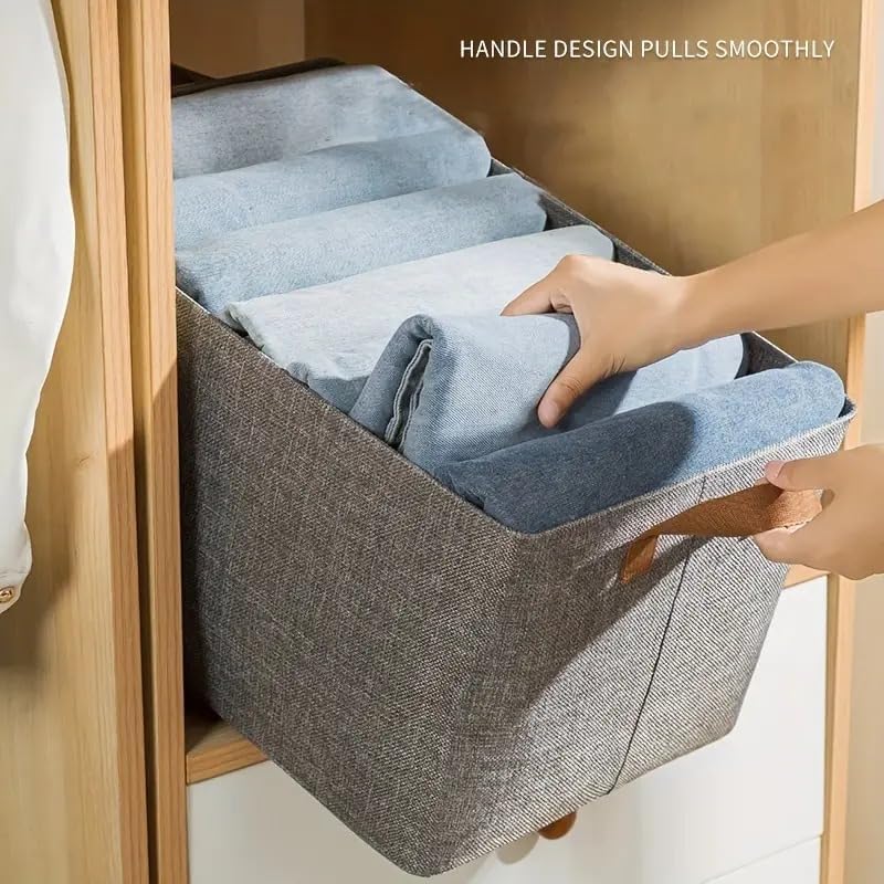 Large Foldable Clothes Storage Organizer Box with Handles, 47×28×20cm Fabric Closet Storage Bin for Clothes, Blankets, Bedding & Household Items
