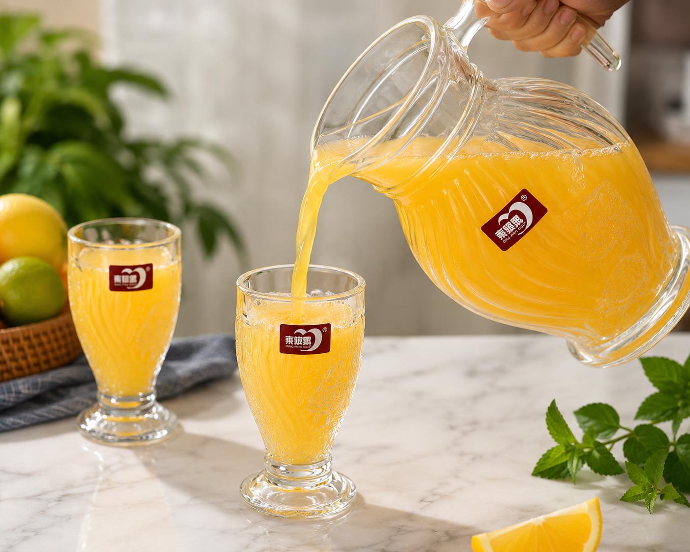 7-Piece Glass Pitcher Set with 1 Water Jug & 6 Drinking Glasses, Elegant Ribbed Glass Drinkware Set with Lid for Water, Juice, Milk & Home Serving