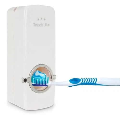 Automatic Toothpaste Dispenser & Toothbrush Holder Wall Mounted Bathroom Organizer with 5 Toothbrush Slots, Touch-Free Toothpaste Squeezer Dispenser