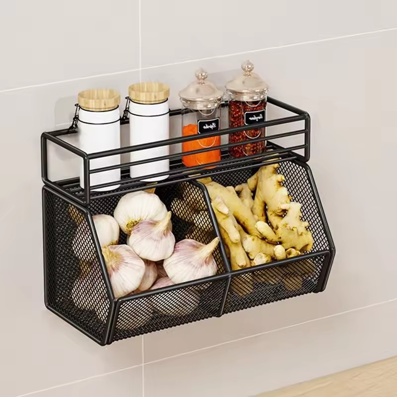 Potato Onion Basket Fruit Vegetable Basket for Kitchen Countertop Household Single Layer | Storage Bins & Baskets | Home Organization | Household Supplies & Cleaning Kitchen Wall Mounted Storage Rack