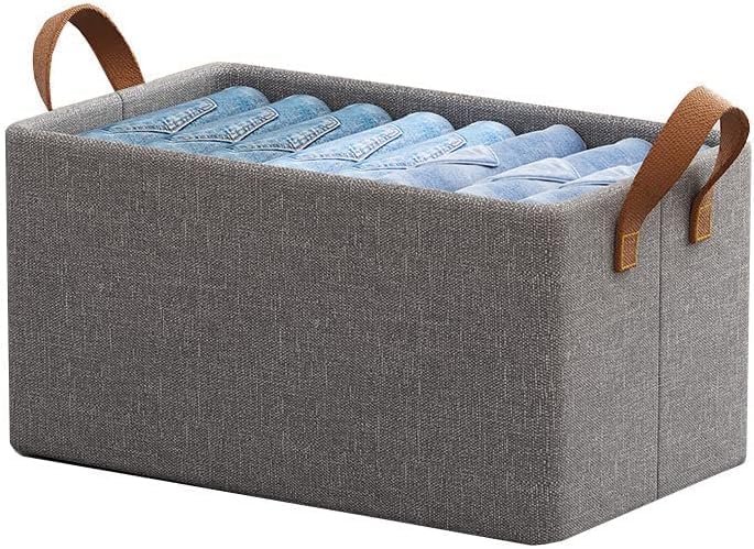 Large Foldable Clothes Storage Organizer Box with Handles, 47×28×20cm Fabric Closet Storage Bin for Clothes, Blankets, Bedding & Household Items