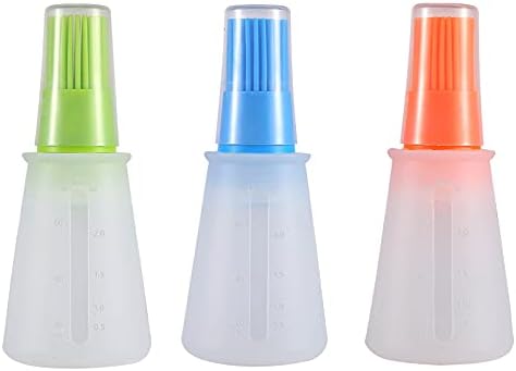 Silicone Oil Bottle with Basting Brush, BPA-Free, 2-in-1 Dispenser for Grilling, Baking and Cooking