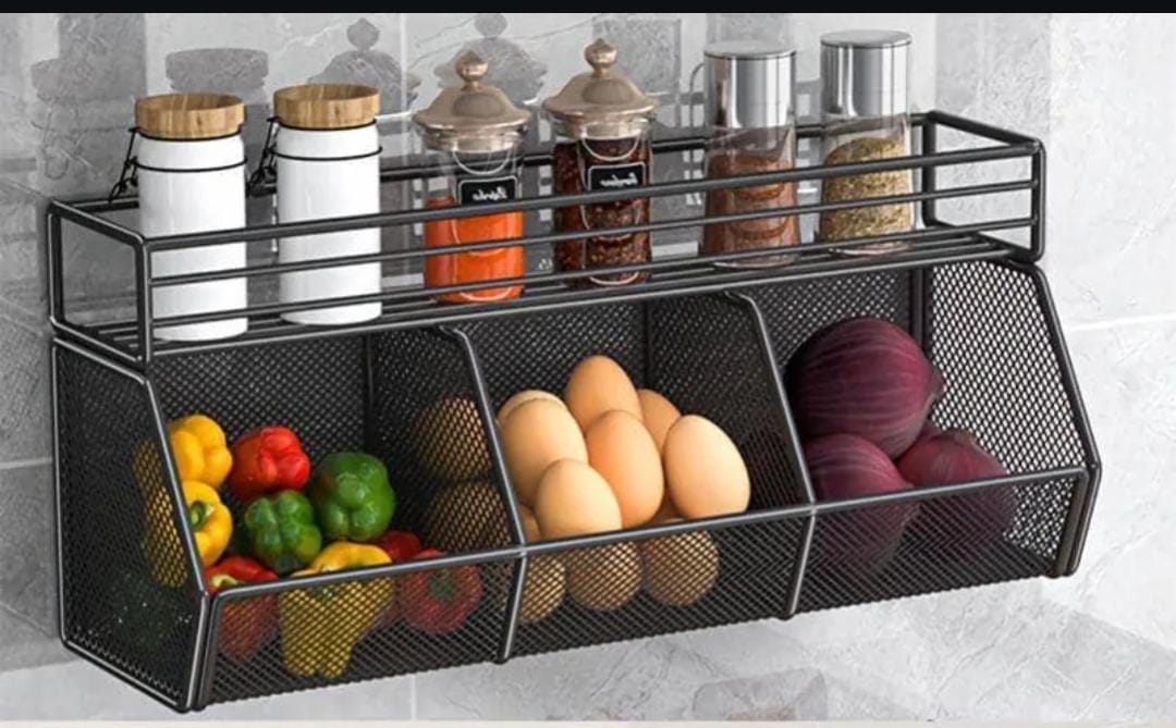 Potato Onion Basket Fruit Vegetable Basket for Kitchen Countertop Household Single Layer | Storage Bins & Baskets | Home Organization | Household Supplies & Cleaning Kitchen Wall Mounted Storage Rack
