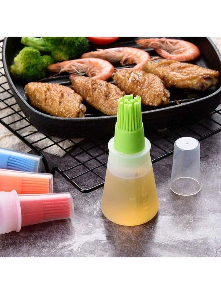 Silicone Oil Bottle with Basting Brush, BPA-Free, 2-in-1 Dispenser for Grilling, Baking and Cooking