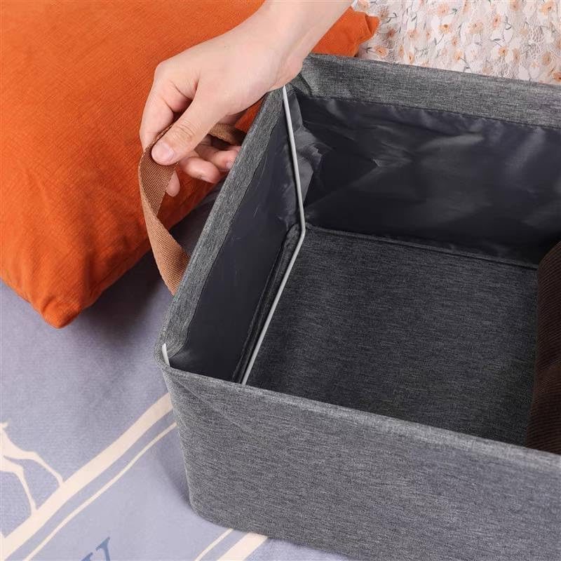 Large Foldable Clothes Storage Organizer Box with Handles, 47×28×20cm Fabric Closet Storage Bin for Clothes, Blankets, Bedding & Household Items