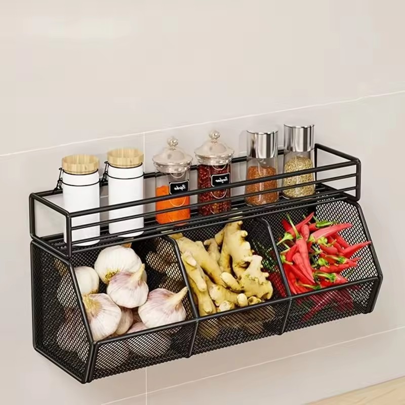 Potato Onion Basket Fruit Vegetable Basket for Kitchen Countertop Household Single Layer | Storage Bins & Baskets | Home Organization | Household Supplies & Cleaning Kitchen Wall Mounted Storage Rack