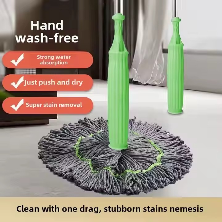 360° very large Spin Mop with Microfiber Head and Telescopic Handle – Reusable Floor Cleaning Mop for Wet & Dry Cleaning, Dust, Dirt, Water and Kitchen, Bathroom, Home & Office Floors