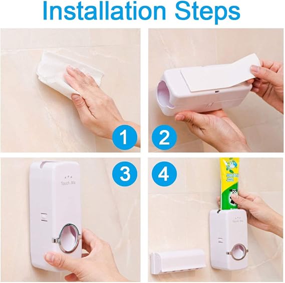 Automatic Toothpaste Dispenser & Toothbrush Holder Wall Mounted Bathroom Organizer with 5 Toothbrush Slots, Touch-Free Toothpaste Squeezer Dispenser