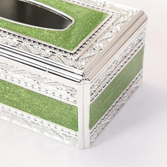 Luxury Gold Tissue Box Holder Decorative Tissue Dispenser Cover, Elegant Ornate Rectangular Tissue Holder for Home, Office, Living Room, Bedroom, Bathroom, Dining Table, Hotel and Car Interior