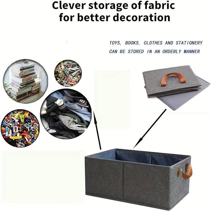 Large Foldable Clothes Storage Organizer Box with Handles, 47×28×20cm Fabric Closet Storage Bin for Clothes, Blankets, Bedding & Household Items